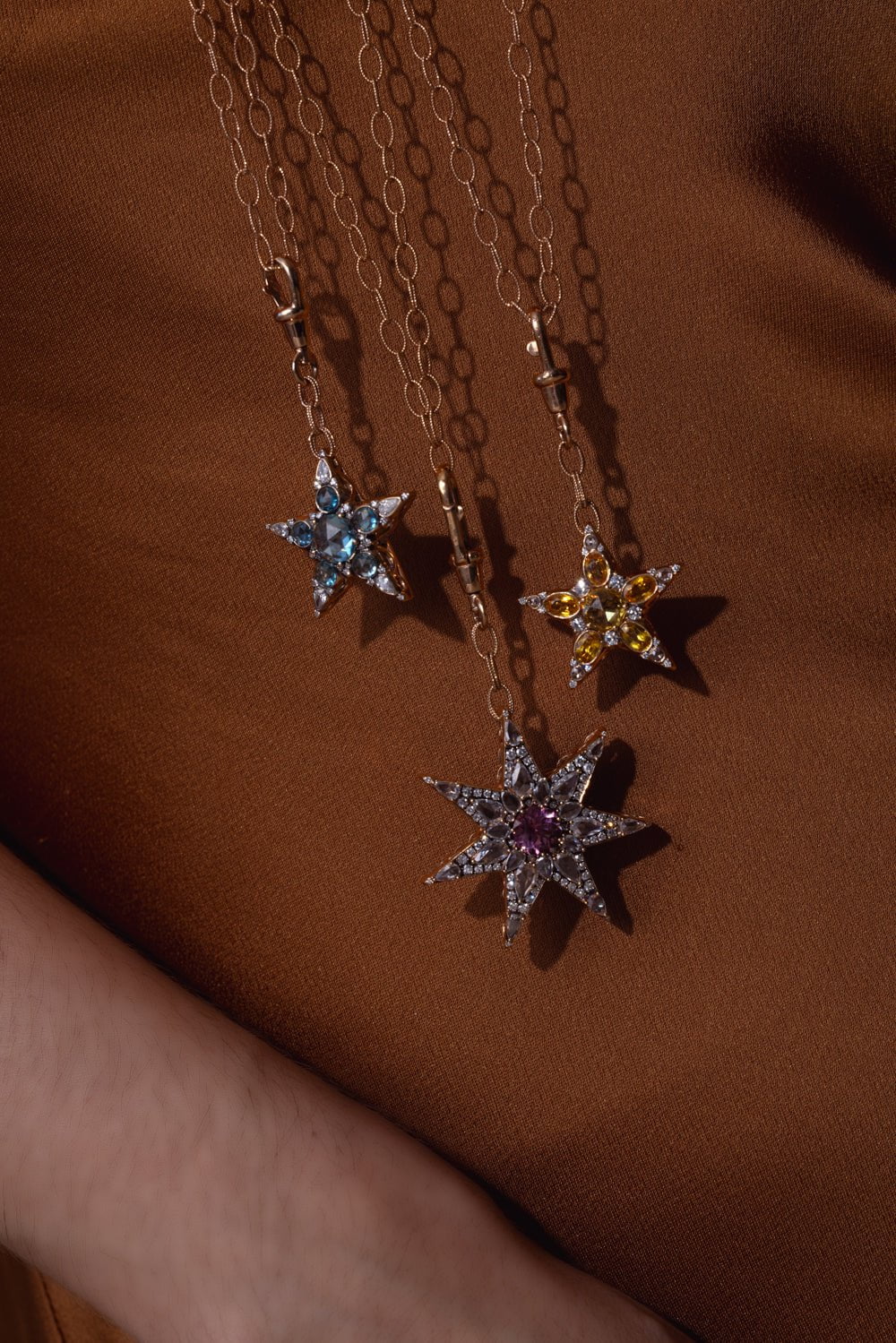 SELIM MOUZANNAR-Pink Tourmaline Star Necklace-ROSE GOLD