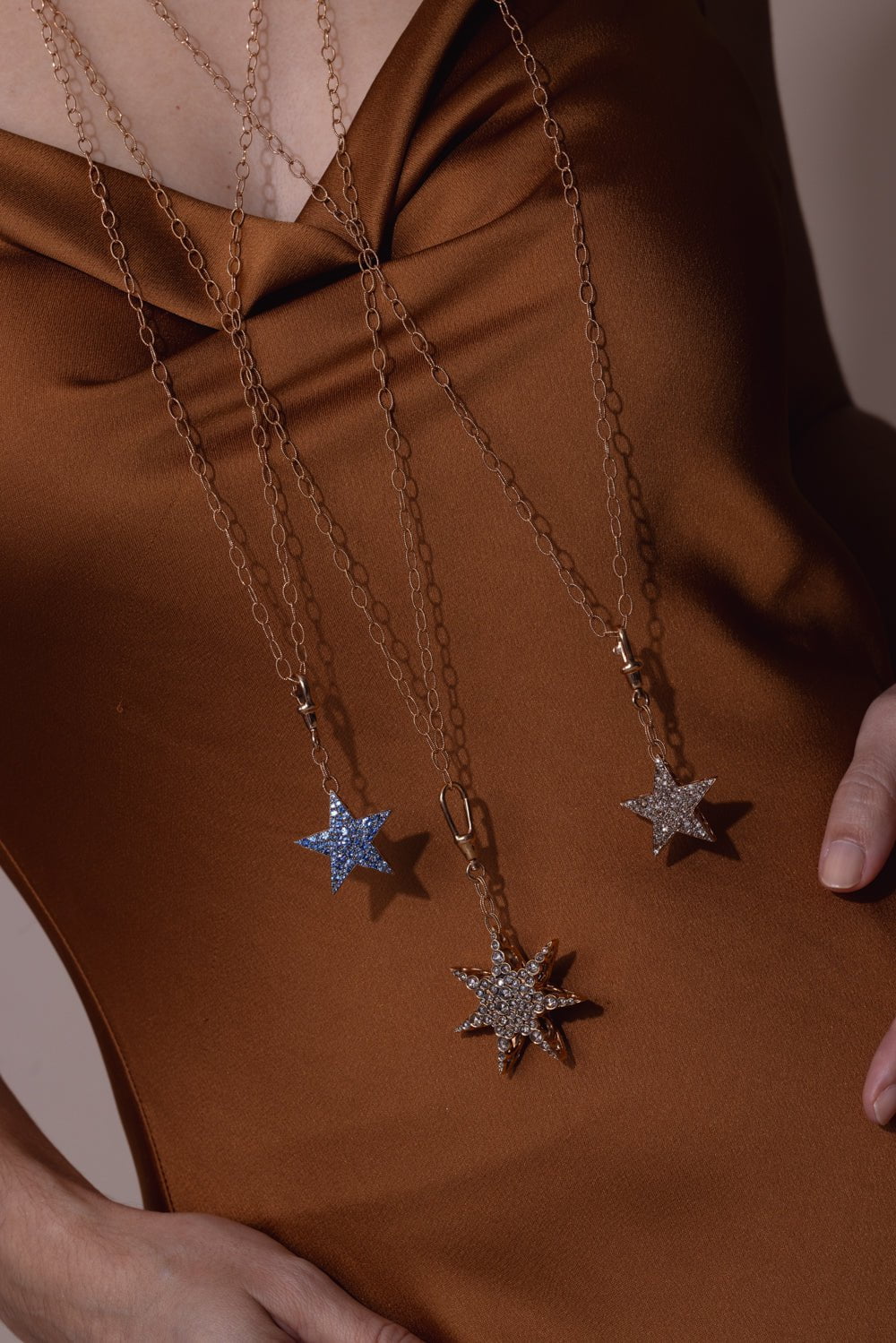 SELIM MOUZANNAR-Pink Tourmaline Star Necklace-ROSE GOLD