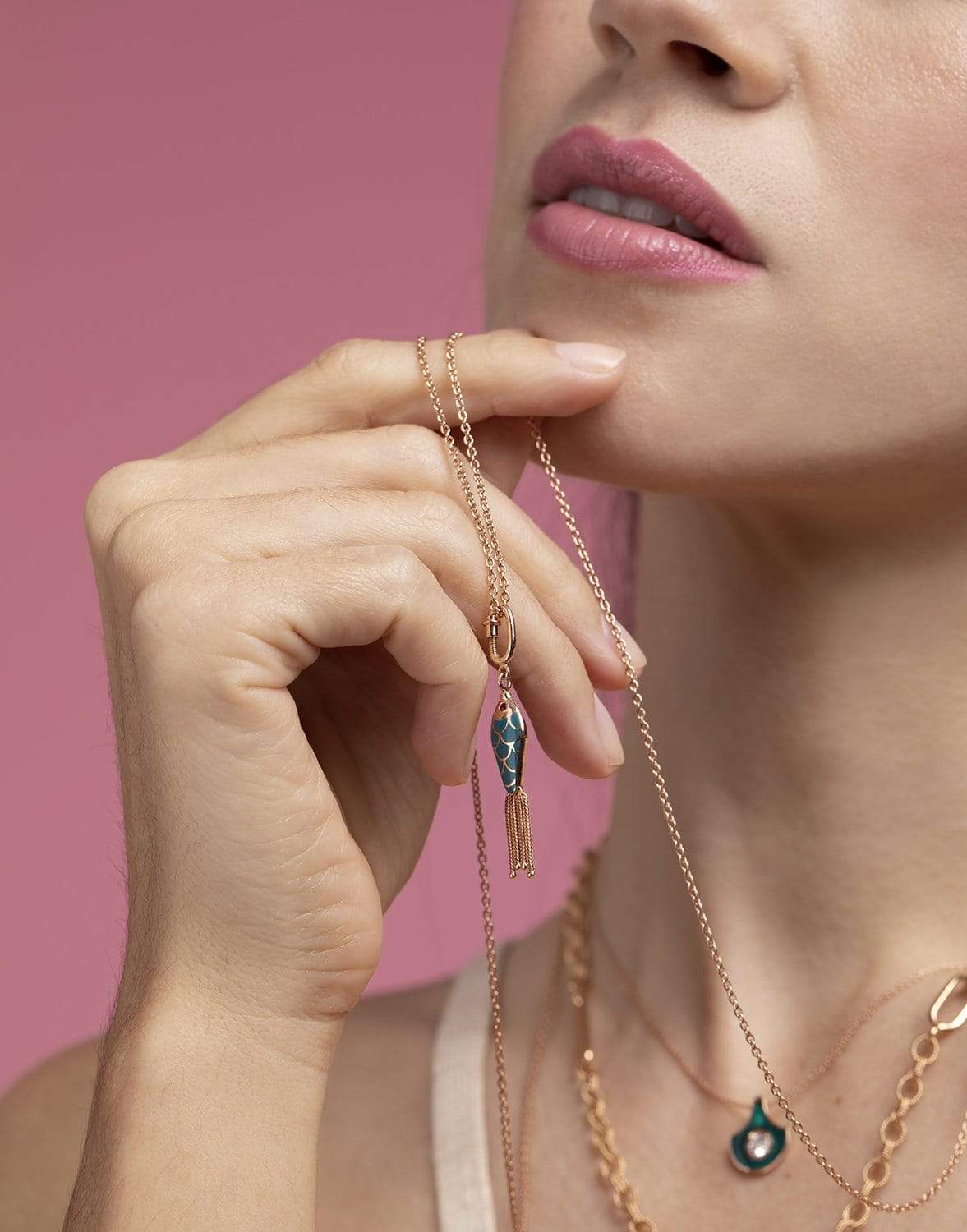 SELIM MOUZANNAR-Ruby Fish Pednant-ROSE GOLD
