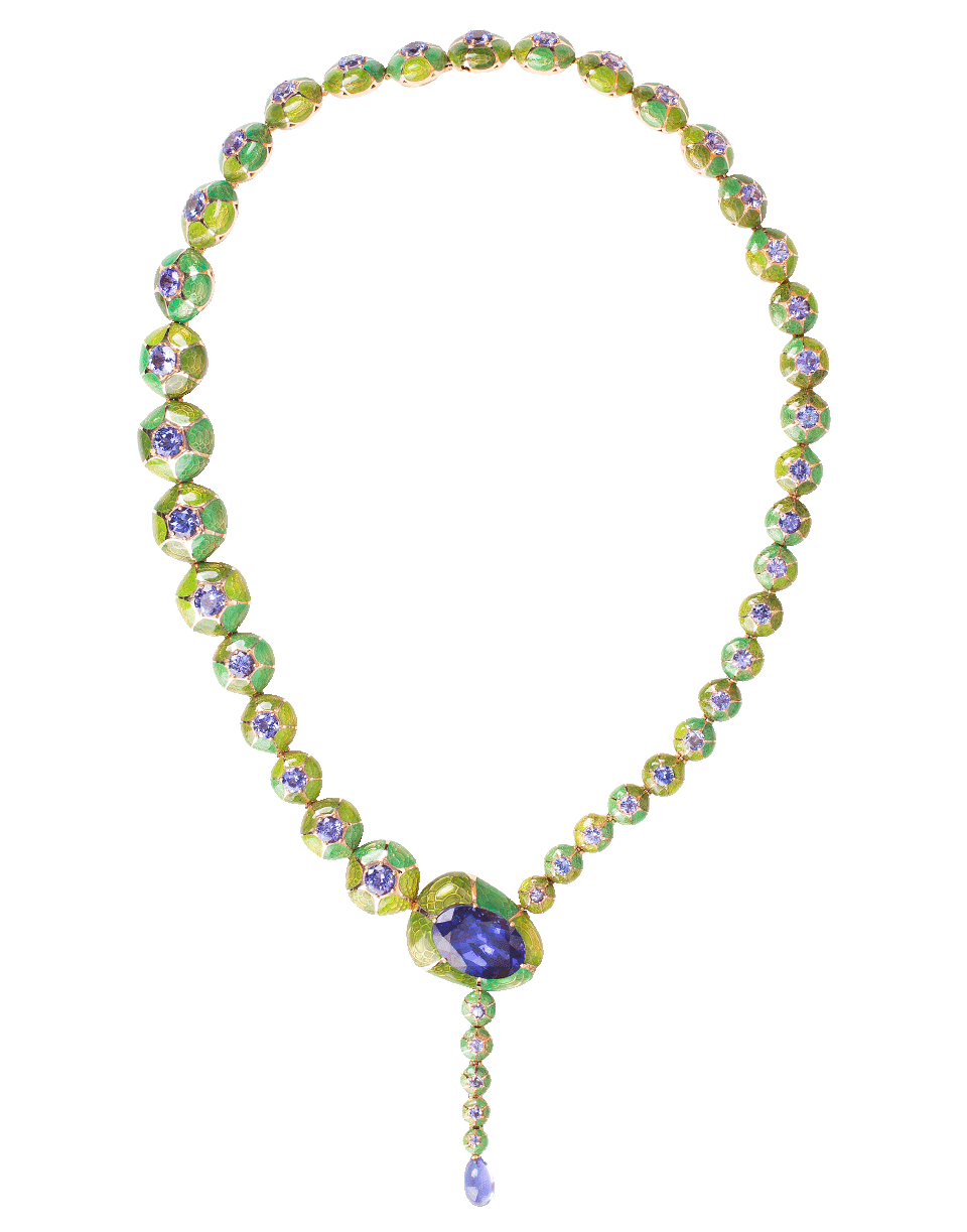 SELIM MOUZANNAR-Tanzanite and Enamel Necklace-ROSE GOLD
