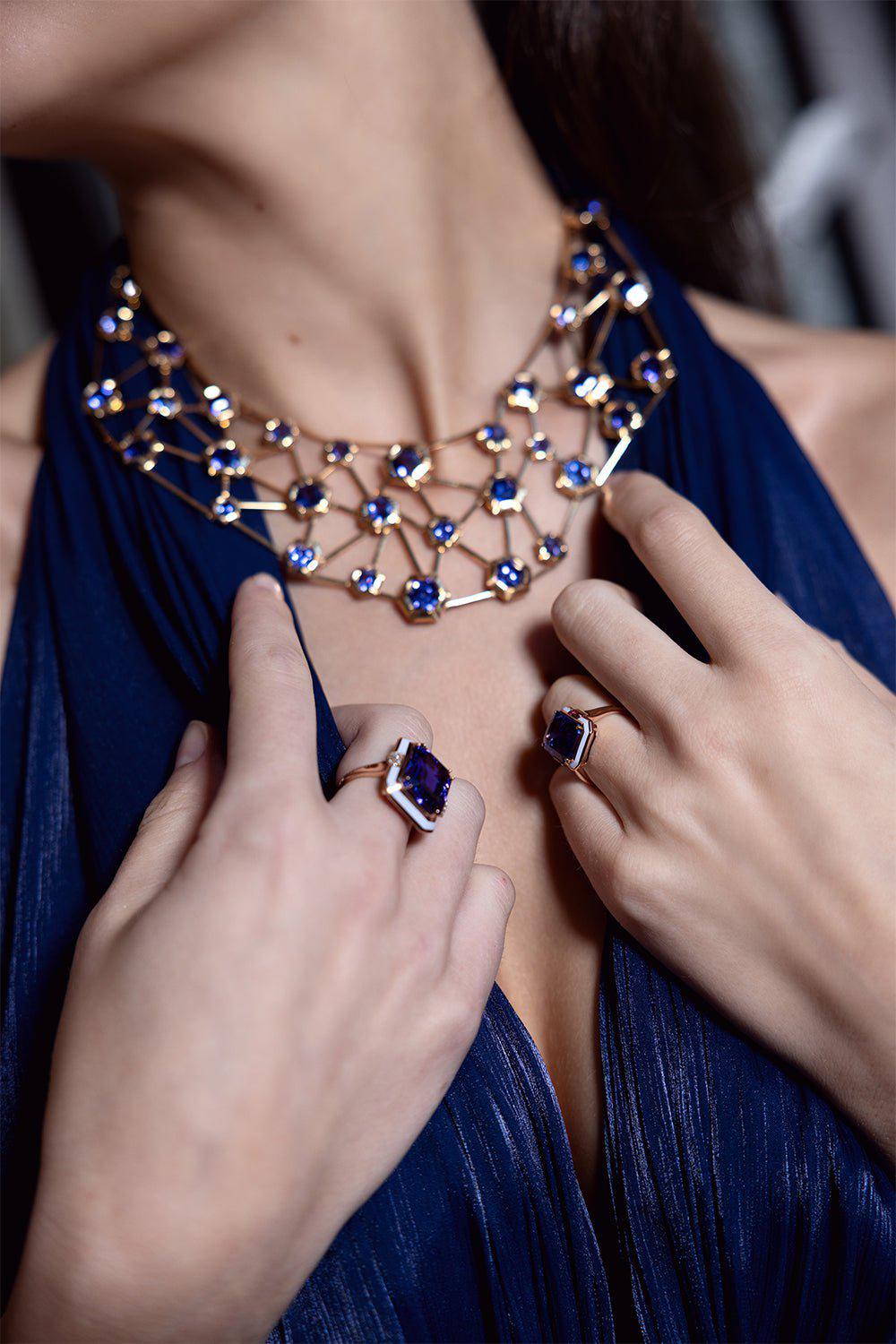 SELIM MOUZANNAR-Tanzanite Necklace-ROSE GOLD