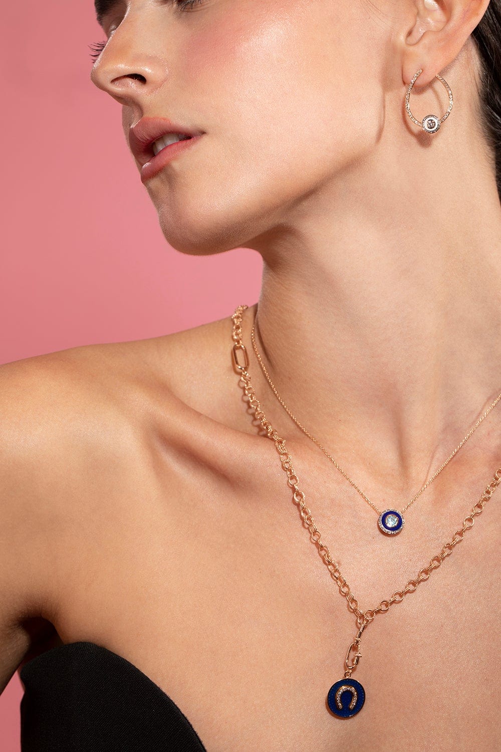 SELIM MOUZANNAR-Torsadee Double Chain Necklace-ROSE GOLD