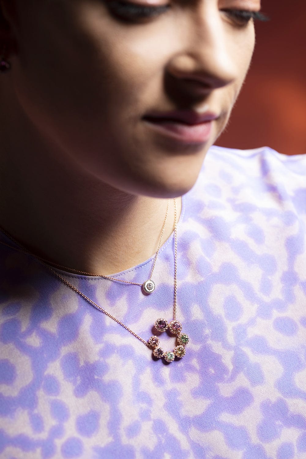 SELIM MOUZANNAR-Tourmaline Beirut Circle Necklace-ROSE GOLD