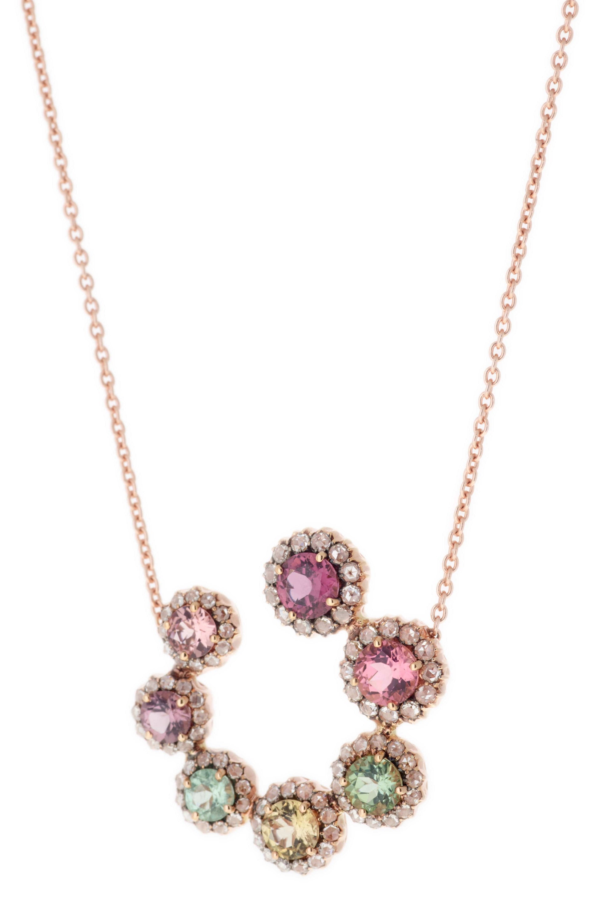 SELIM MOUZANNAR-Tourmaline Beirut Circle Necklace-ROSE GOLD