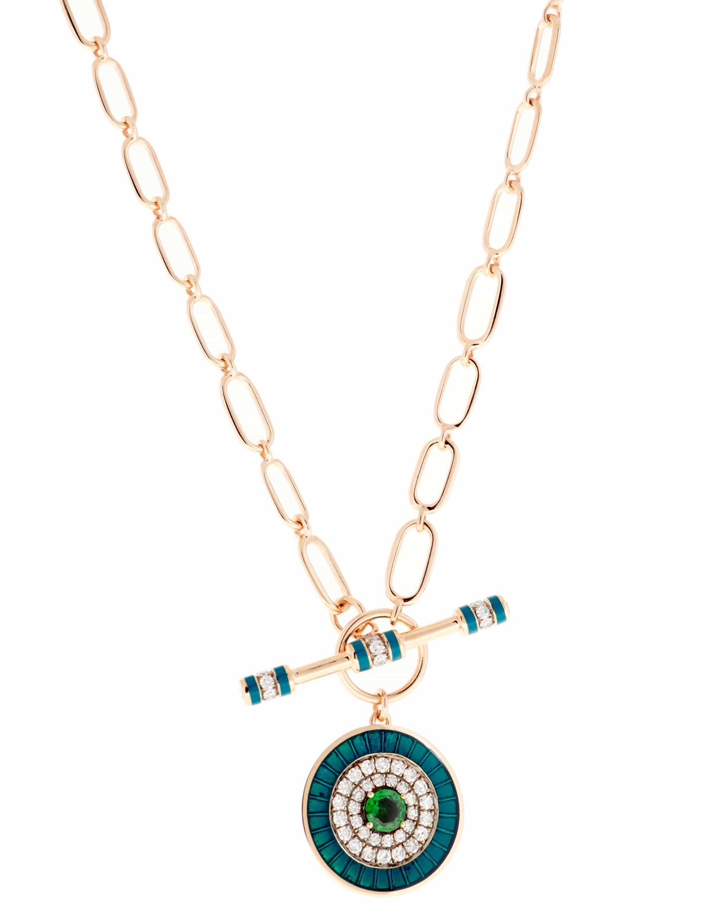 SELIM MOUZANNAR-Tsavorite Toggle Pendant Necklace-ROSE GOLD