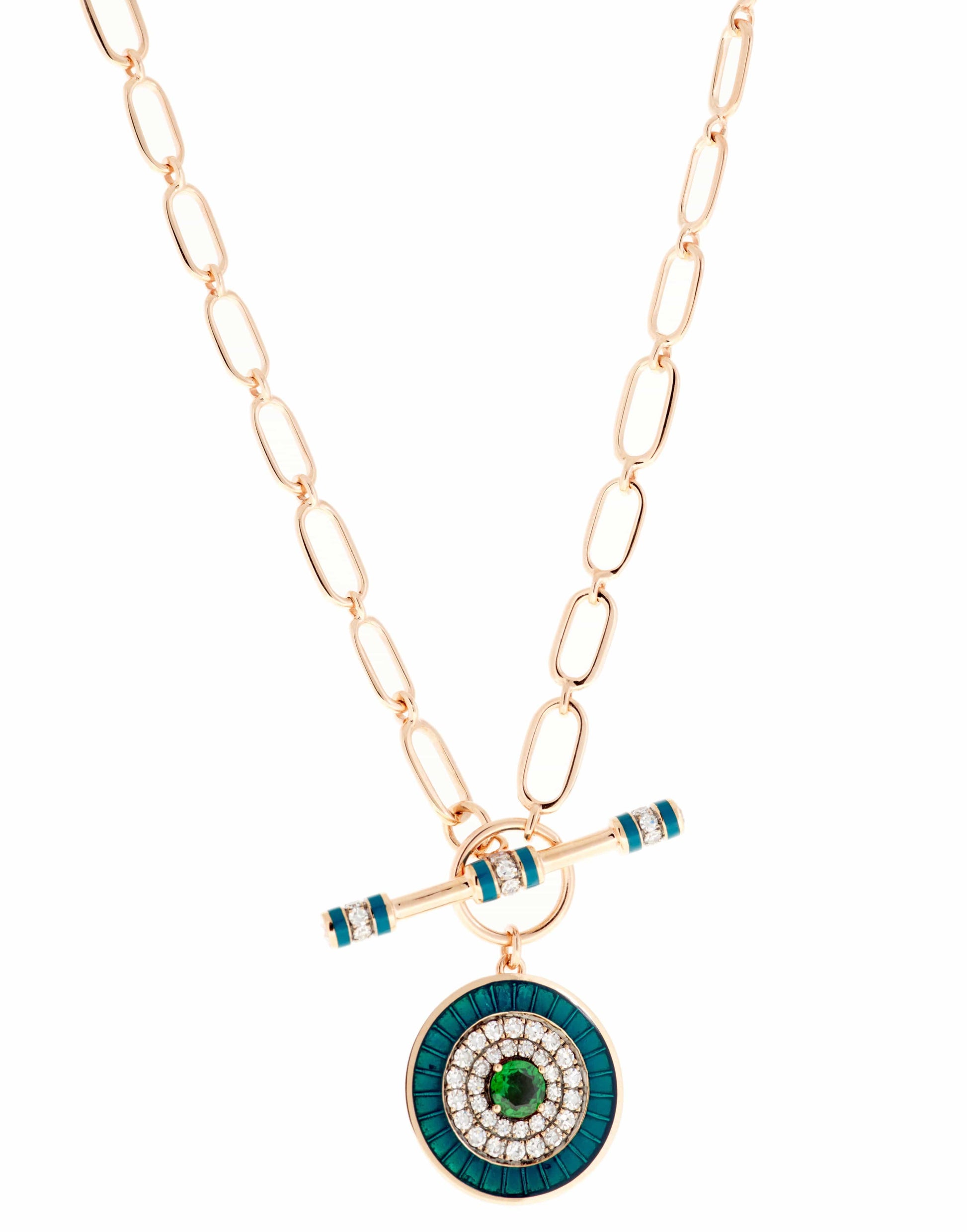 SELIM MOUZANNAR-Tsavorite Toggle Pendant Necklace-ROSE GOLD