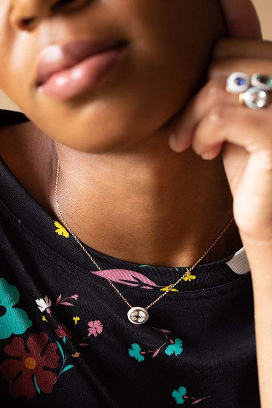 SELIM MOUZANNAR-Yellow Sapphire and Blue Enamel Necklace-ROSE GOLD