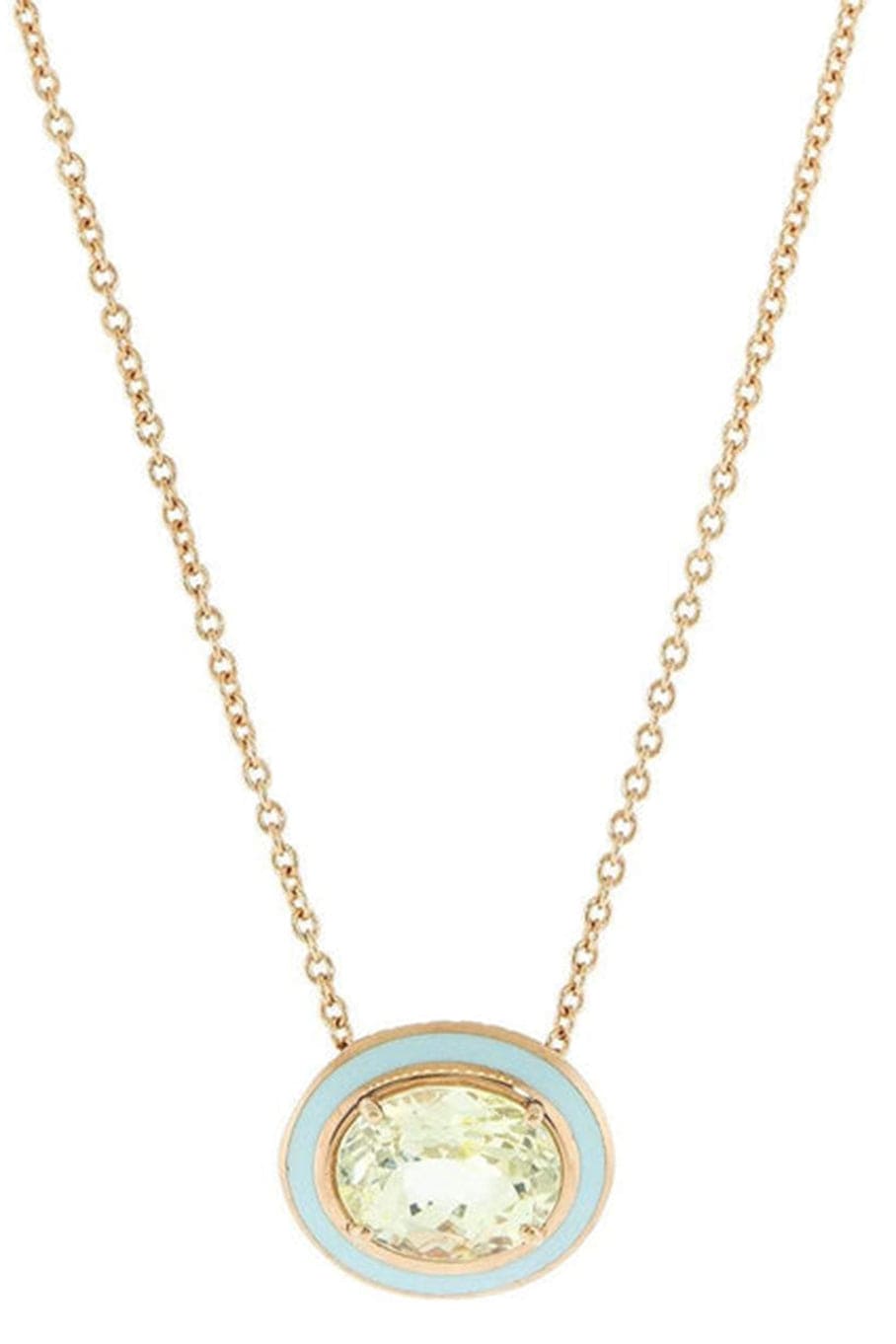 SELIM MOUZANNAR-Yellow Sapphire and Blue Enamel Necklace-ROSE GOLD