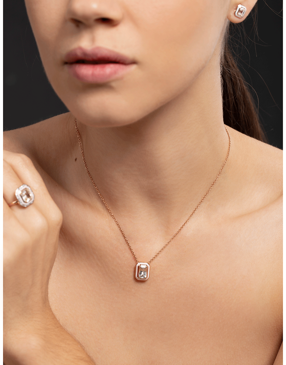SELIM MOUZANNAR-Yellow Sapphire and Pink Enamel Necklace-ROSE GOLD