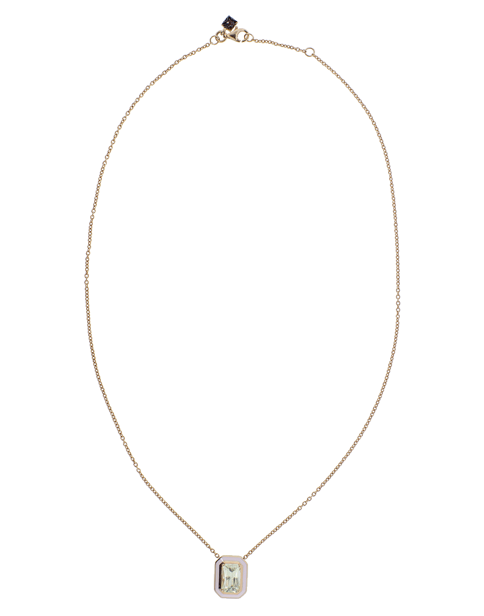 SELIM MOUZANNAR-Yellow Sapphire and Pink Enamel Necklace-ROSE GOLD