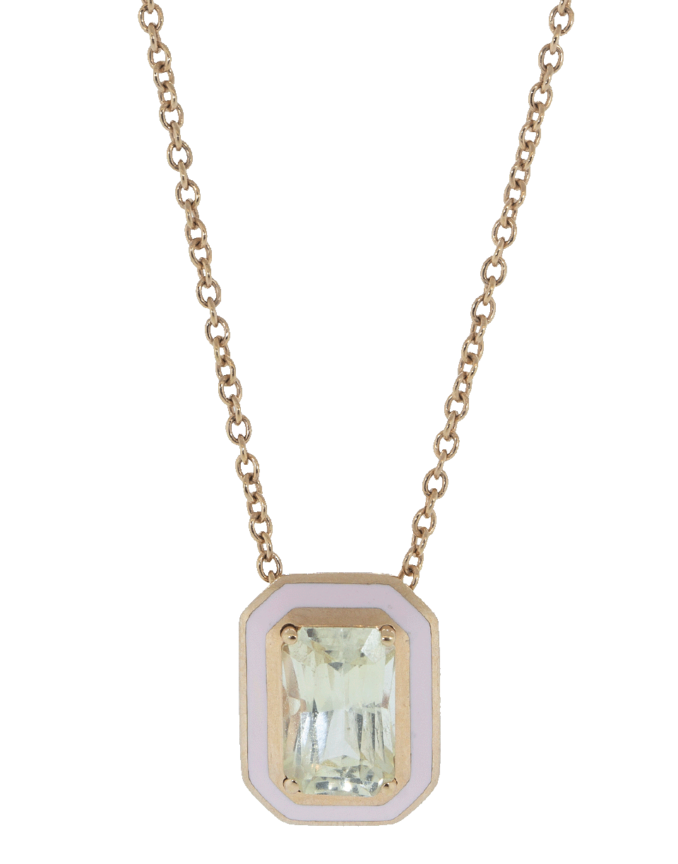 SELIM MOUZANNAR-Yellow Sapphire and Pink Enamel Necklace-ROSE GOLD