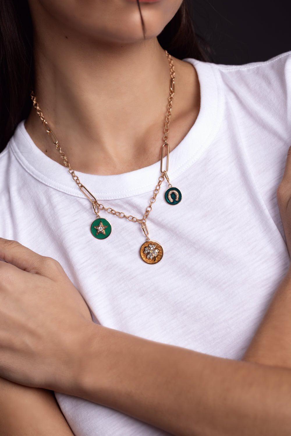 SELIM MOUZANNAR-Petrol Horseshoe Pendant-ROSE GOLD