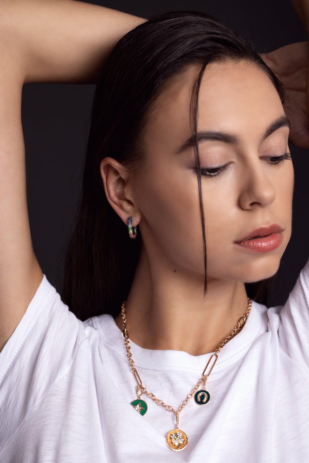 SELIM MOUZANNAR-Petrol Horseshoe Pendant-ROSE GOLD