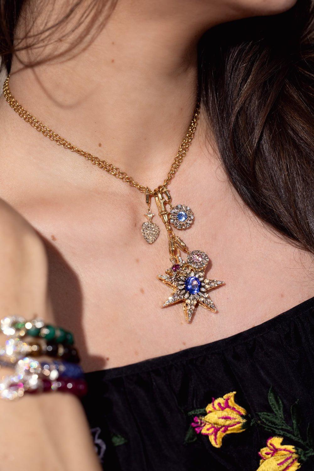 SELIM MOUZANNAR-Pink Tourmaline Flower Charm-ROSE GOLD