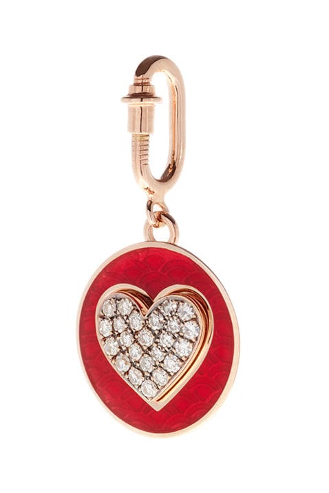 SELIM MOUZANNAR-Rusty Red Enamel Heart Charm-ROSE GOLD