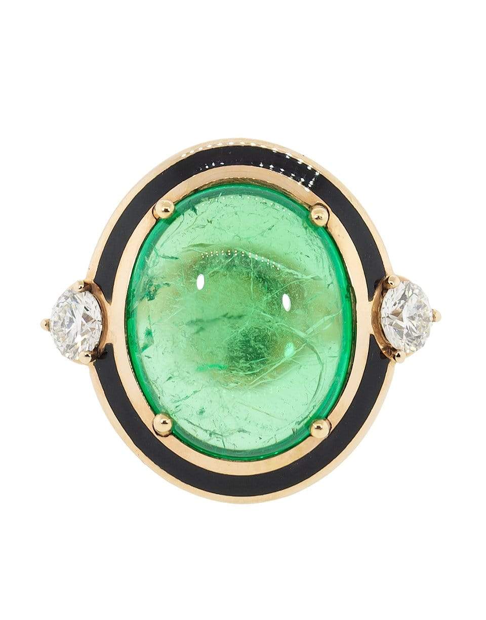 SELIM MOUZANNAR-Muzo Colombian Cabochon Emerald Ring-ROSE GOLD