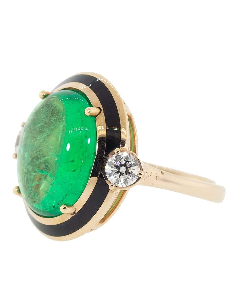 SELIM MOUZANNAR-Muzo Colombian Cabochon Emerald Ring-ROSE GOLD