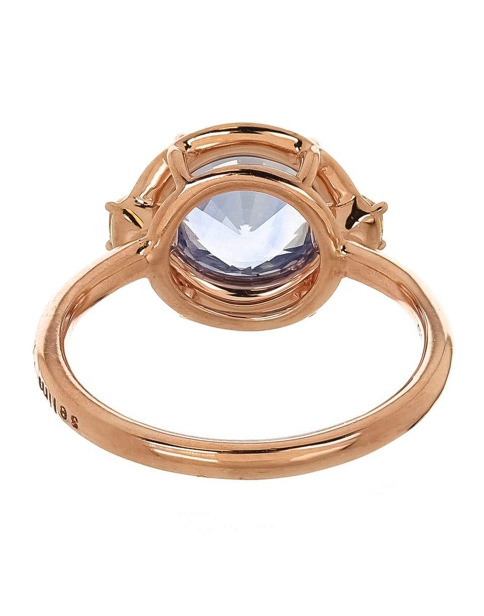 SELIM MOUZANNAR-Blue Sapphire Yellow Diamond and Lilac Enamel Ring-ROSE GOLD