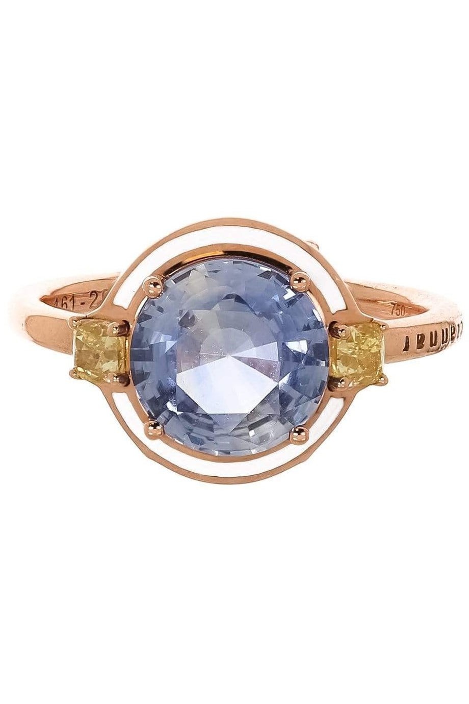 SELIM MOUZANNAR-Blue Sapphire Yellow Diamond and Lilac Enamel Ring-ROSE GOLD