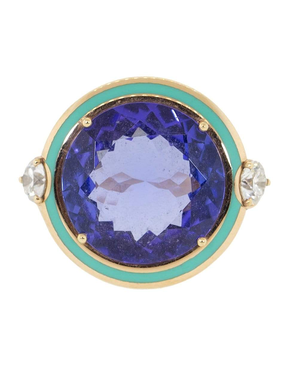 SELIM MOUZANNAR-Gemma Green Enamel Ring-ROSE GOLD