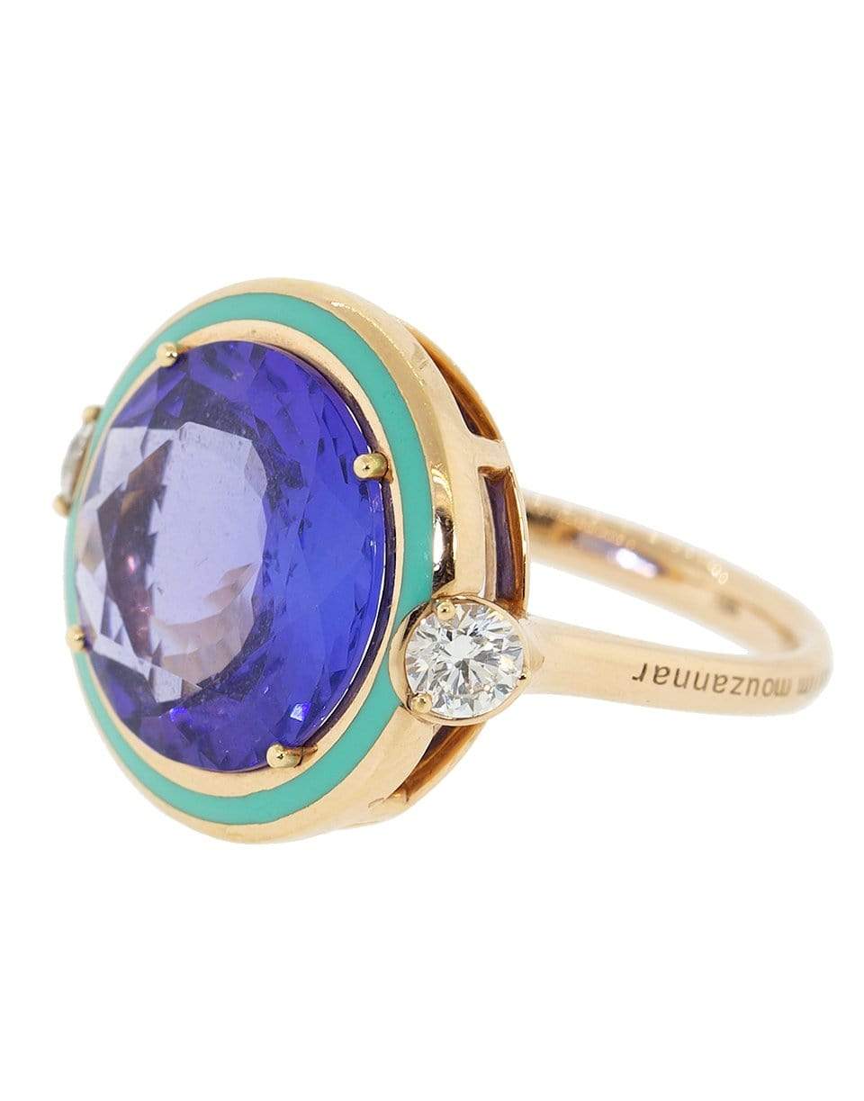 SELIM MOUZANNAR-Gemma Green Enamel Ring-ROSE GOLD