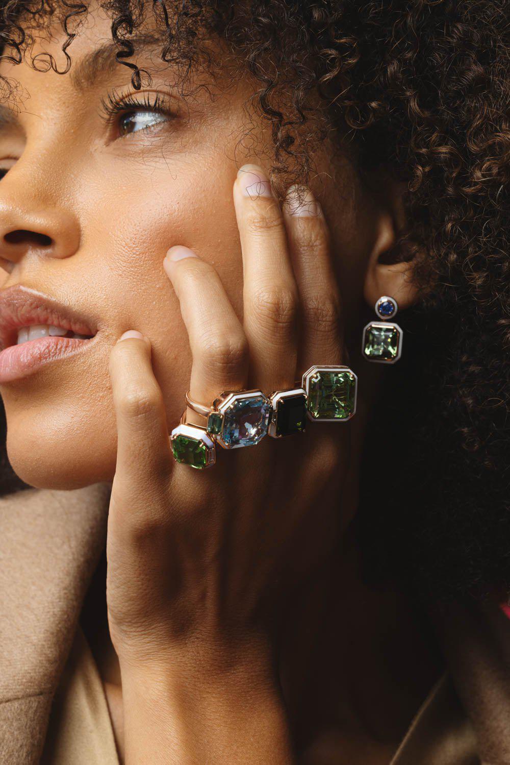 SELIM MOUZANNAR-Mina Ivory Enamel Tourmaline Ring-ROSE GOLD