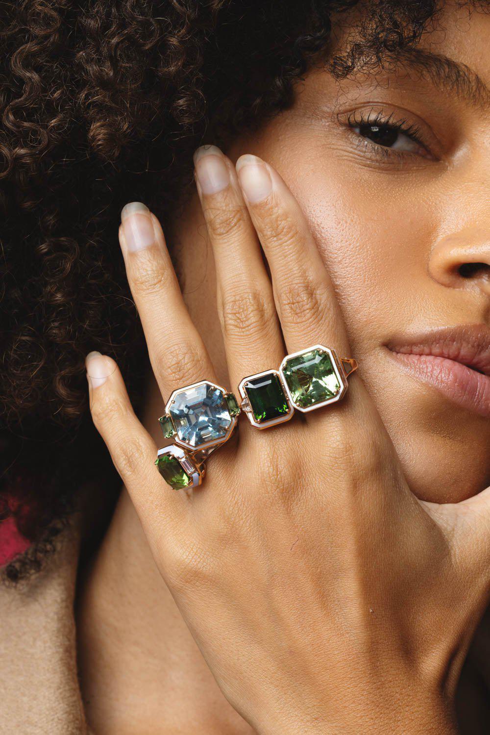 SELIM MOUZANNAR-Mina Ivory Enamel Tourmaline Ring-ROSE GOLD