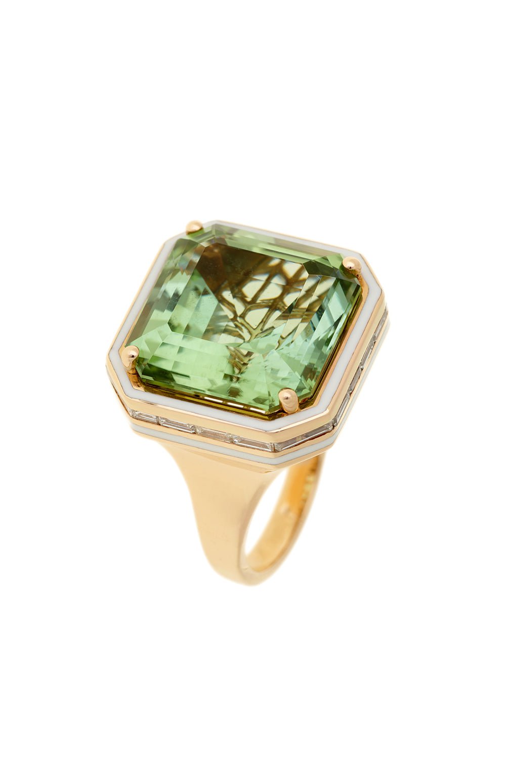 SELIM MOUZANNAR-Mina Ivory Enamel Tourmaline Ring-ROSE GOLD
