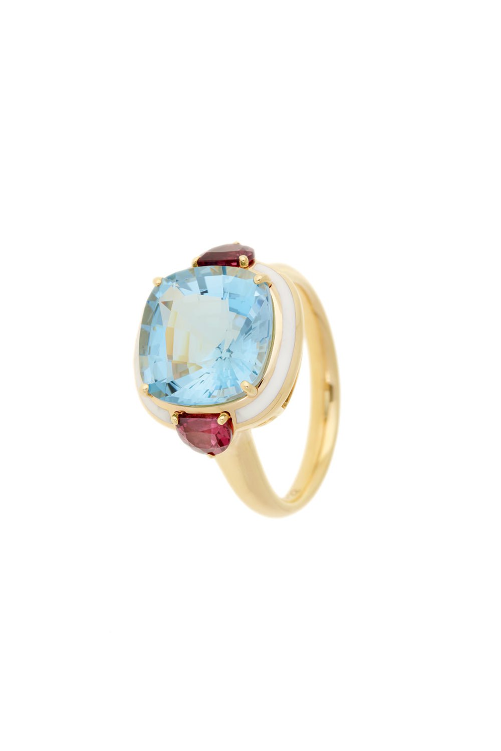 SELIM MOUZANNAR-Aquamarine Rhodolite Ring-ROSE GOLD