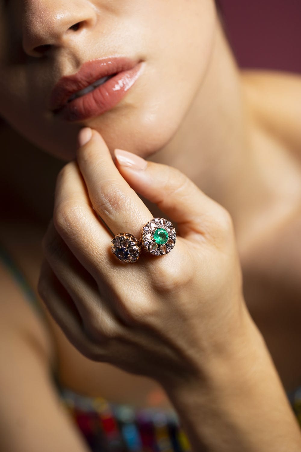 SELIM MOUZANNAR-Beruit Blue Sapphire and Diamond Ring-ROSE GOLD