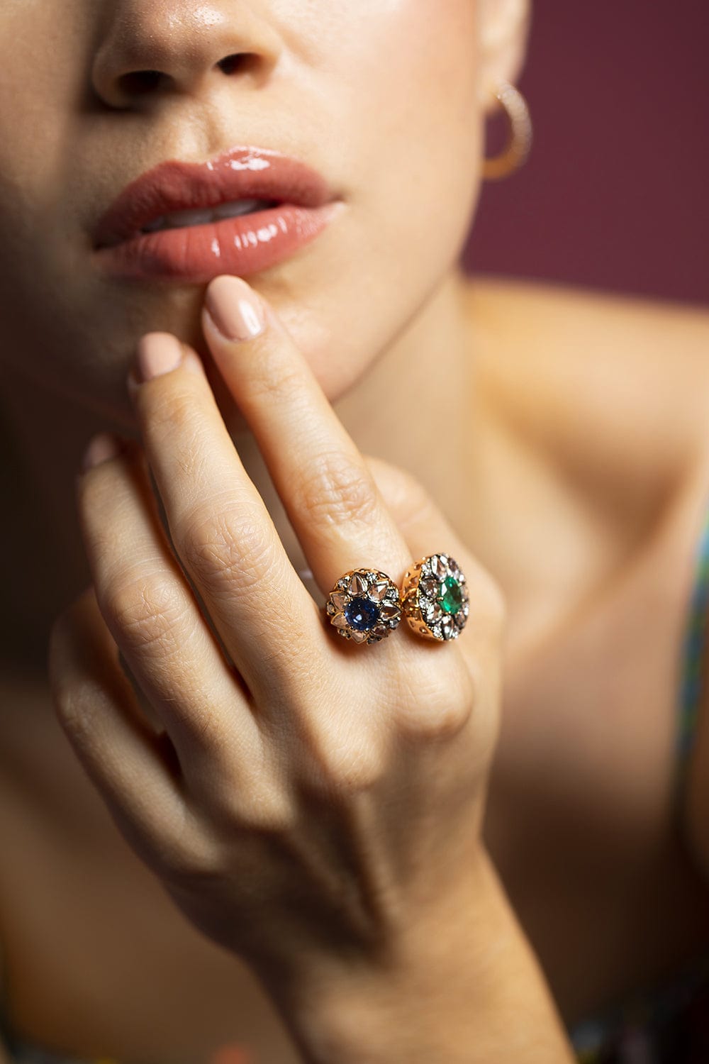 SELIM MOUZANNAR-Beruit Blue Sapphire and Diamond Ring-ROSE GOLD