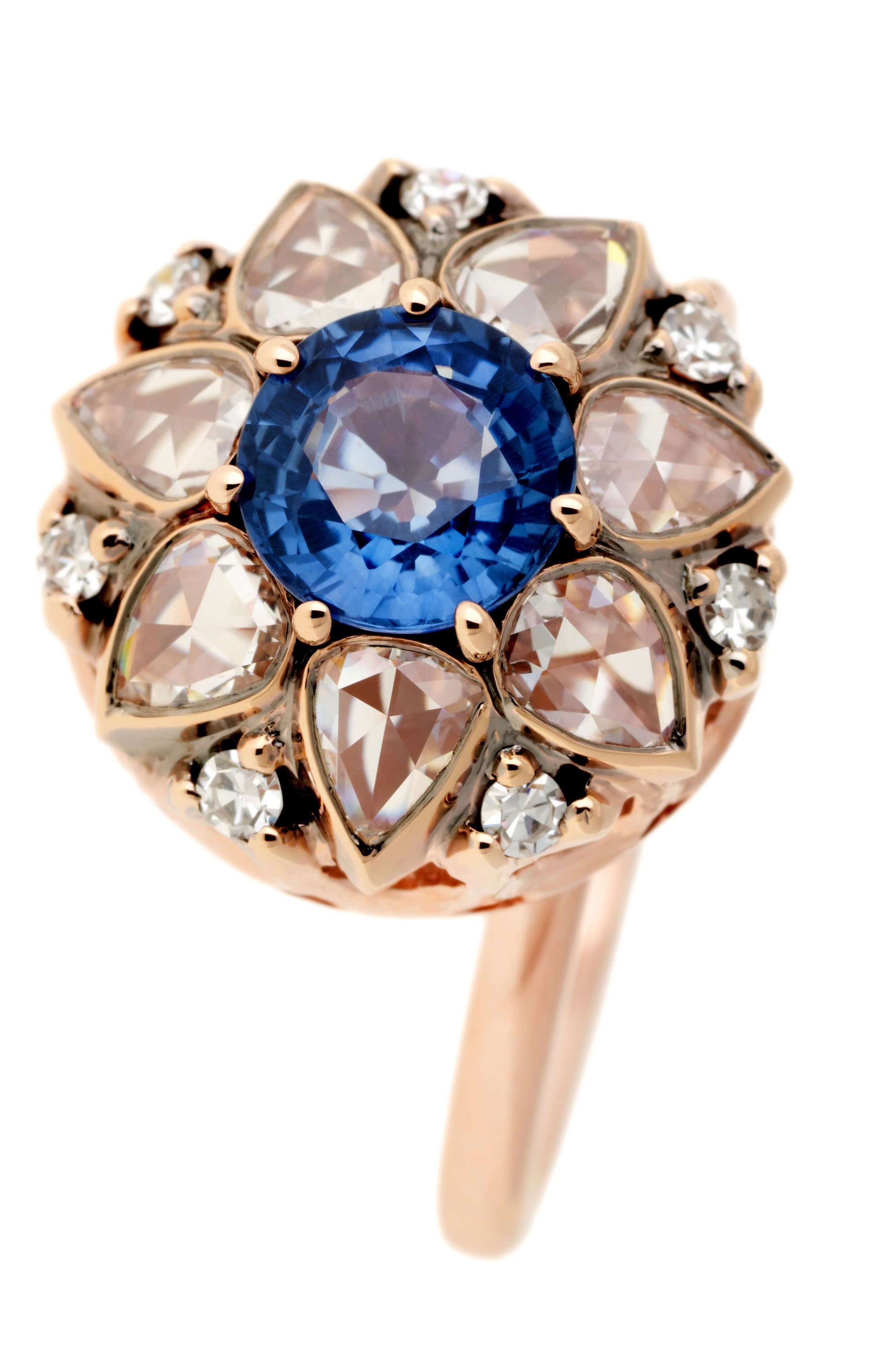 SELIM MOUZANNAR-Beruit Blue Sapphire and Diamond Ring-ROSE GOLD