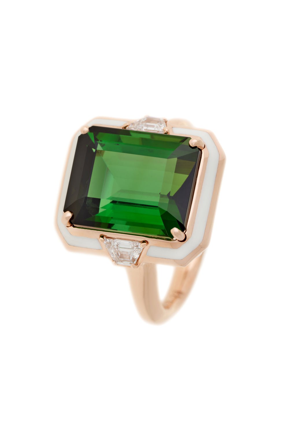 SELIM MOUZANNAR-Gemma Ivory Enamel Tourmaline Ring-ROSE GOLD