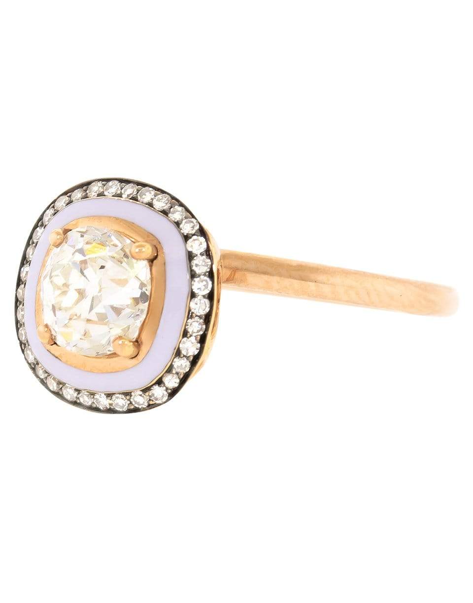SELIM MOUZANNAR-Lilac Enamel Diamond Ring-ROSE GOLD