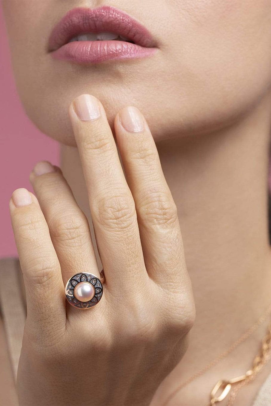 SELIM MOUZANNAR-Mina Daisy Pearl Ring-ROSE GOLD