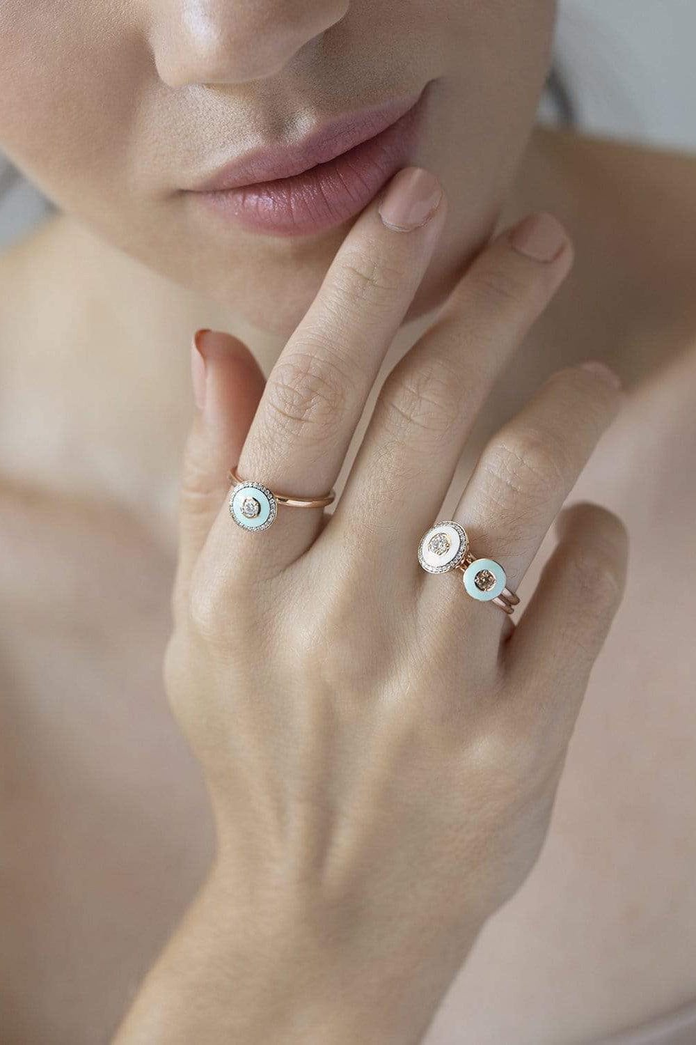 SELIM MOUZANNAR-Mint Green and Peach Tourmaline Mina Ring-ROSE GOLD