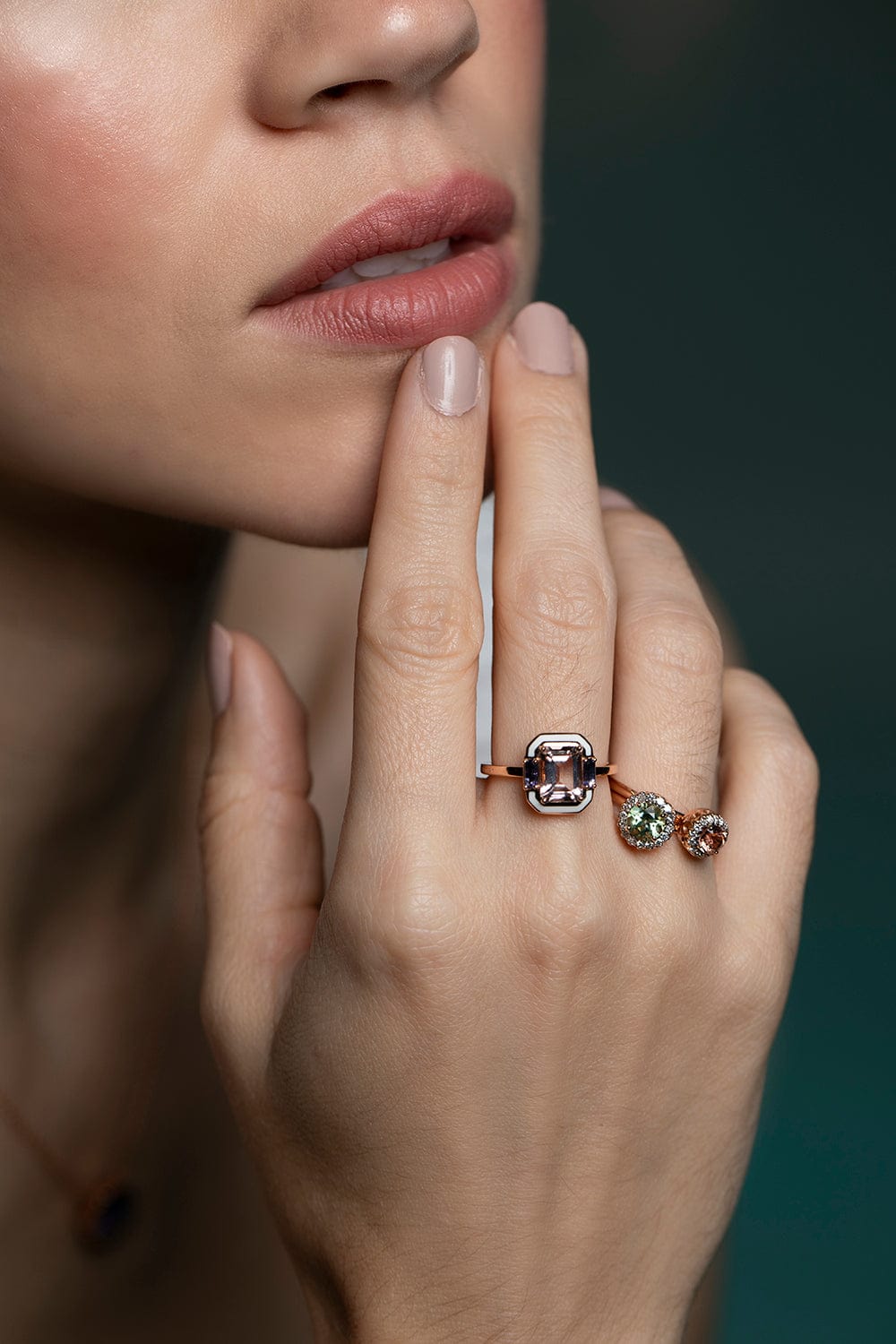 SELIM MOUZANNAR-Morganite and Tanzanite Ring-ROSE GOLD