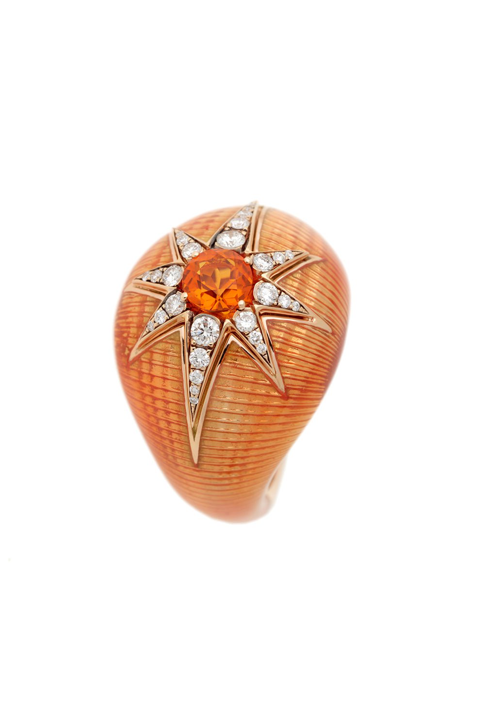 SELIM MOUZANNAR-Aida Orange Enamel Ring-ROSE GOLD