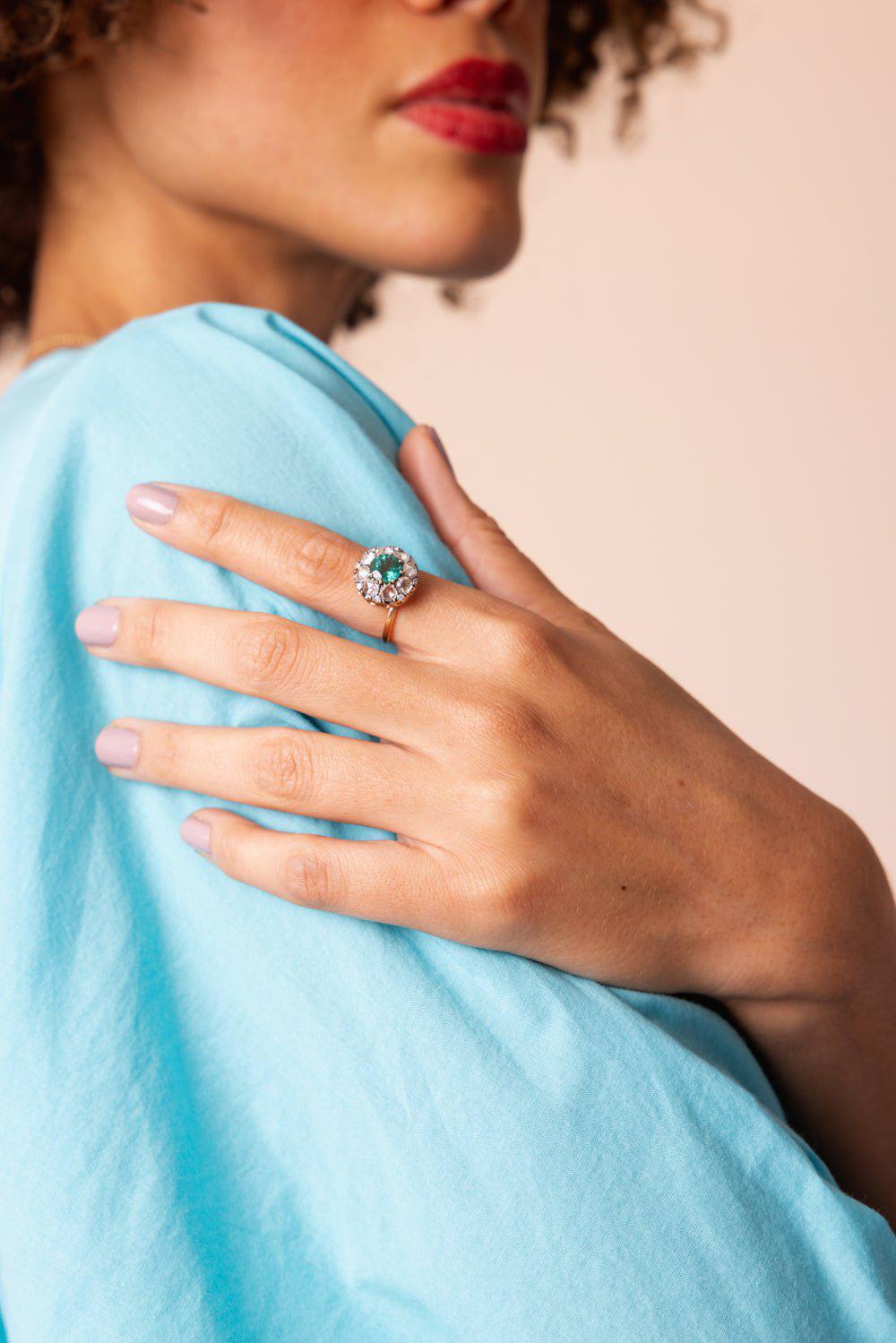 SELIM MOUZANNAR-Beruit Emerald Diamond Ring-ROSE GOLD