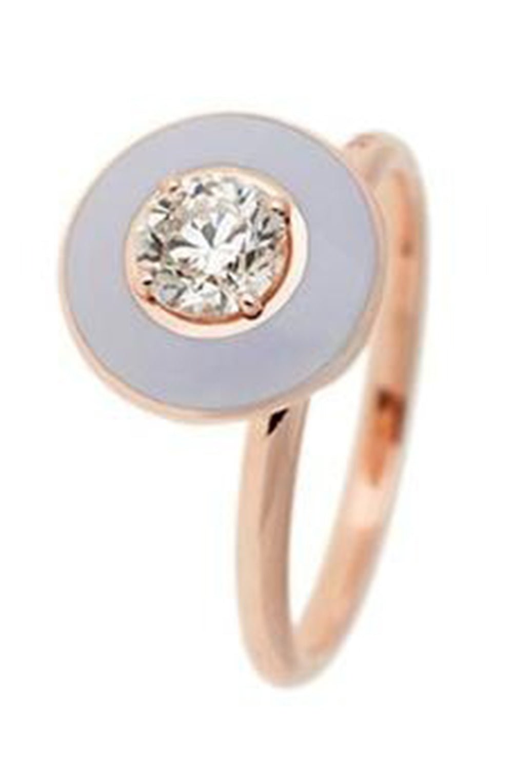  SELIM MOUZANNAR-Diamond and Lilac Enamel Ring-ROSE GOLD 