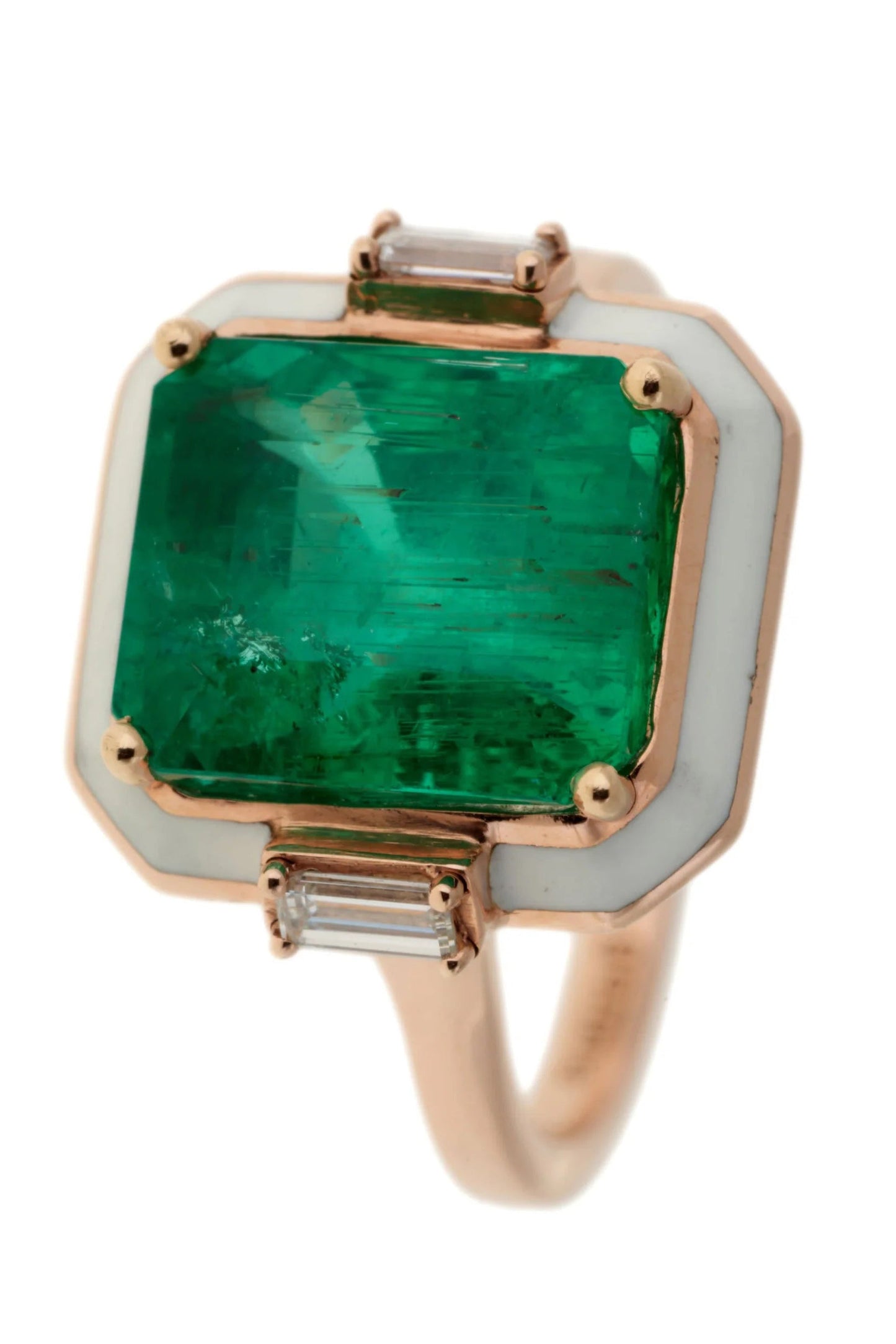 SELIM MOUZANNAR-Emerald Gemma Ring-ROSE GOLD