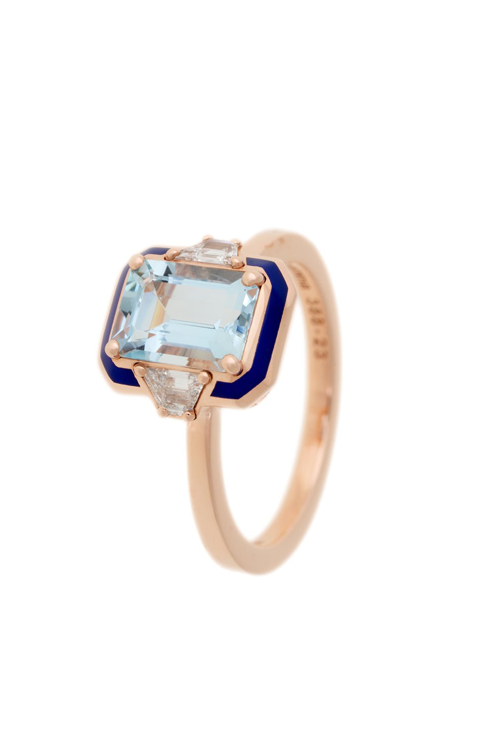 SELIM MOUZANNAR-Gemma Enamel Aquamarine Ring-ROSE GOLD