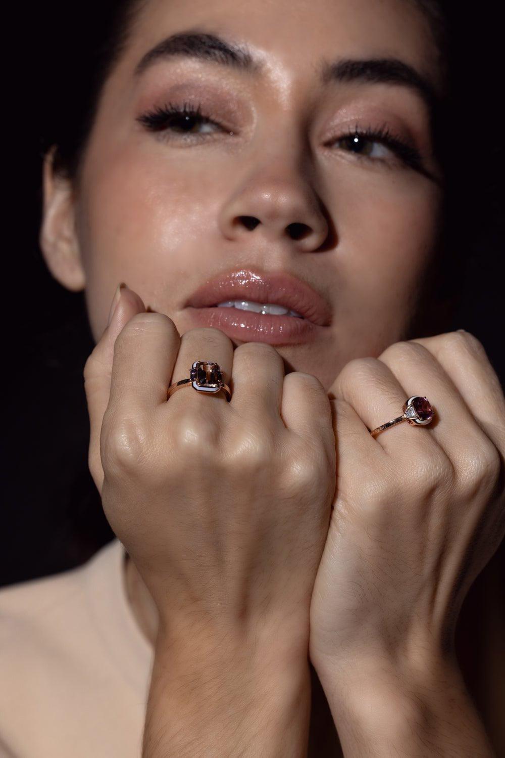 SELIM MOUZANNAR-Gemma Enamel Morganite Ring-ROSE GOLD