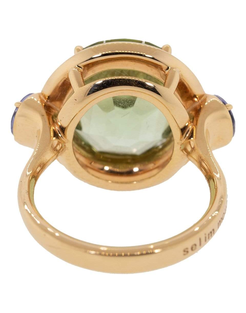 SELIM MOUZANNAR-Gemma Green Tourmaline and Blue Sapphire Ring-ROSE GOLD