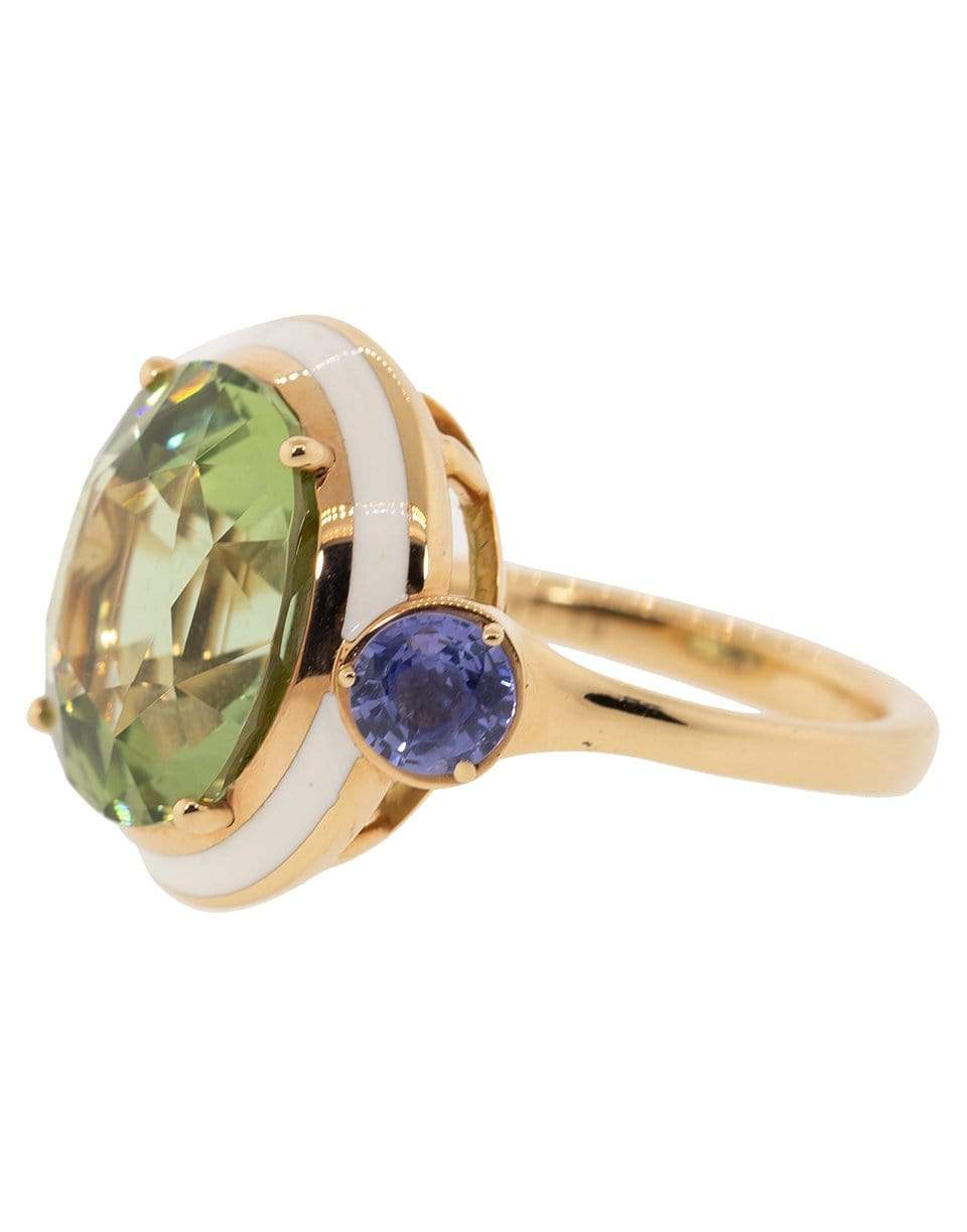 SELIM MOUZANNAR-Gemma Green Tourmaline and Blue Sapphire Ring-ROSE GOLD
