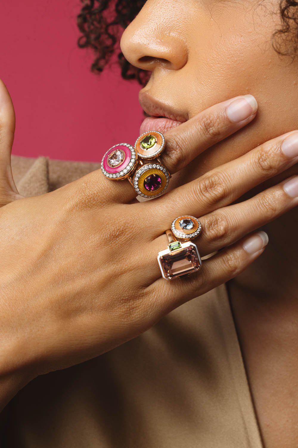 SELIM MOUZANNAR-Gemma Ivory Enamel Morganite Ring-ROSE GOLD