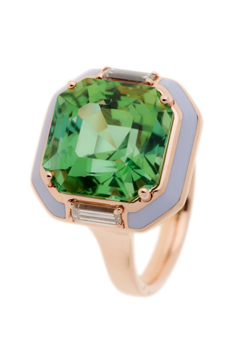 SELIM MOUZANNAR-Gemma Lilac Enamel Tourmaline Ring-ROSE GOLD
