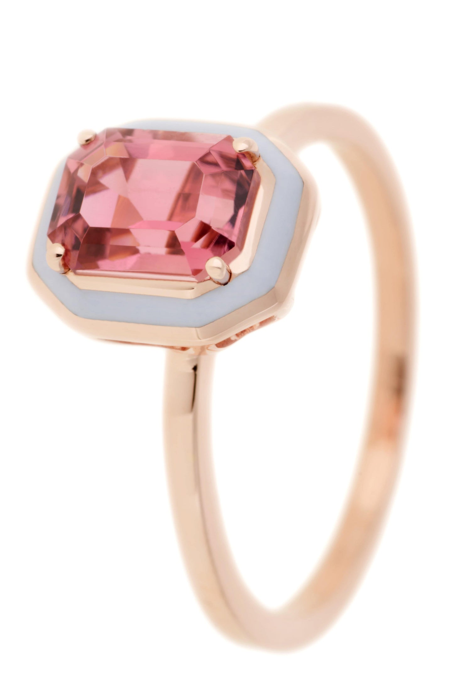 SELIM MOUZANNAR-Lilac Enamel Pink Tourmaline Mina Ring-ROSE GOLD