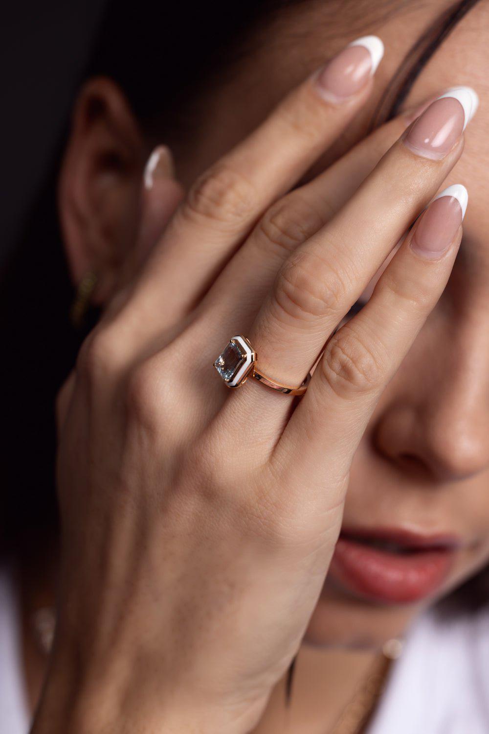 SELIM MOUZANNAR-Mina Aquamarine Ring-ROSE GOLD