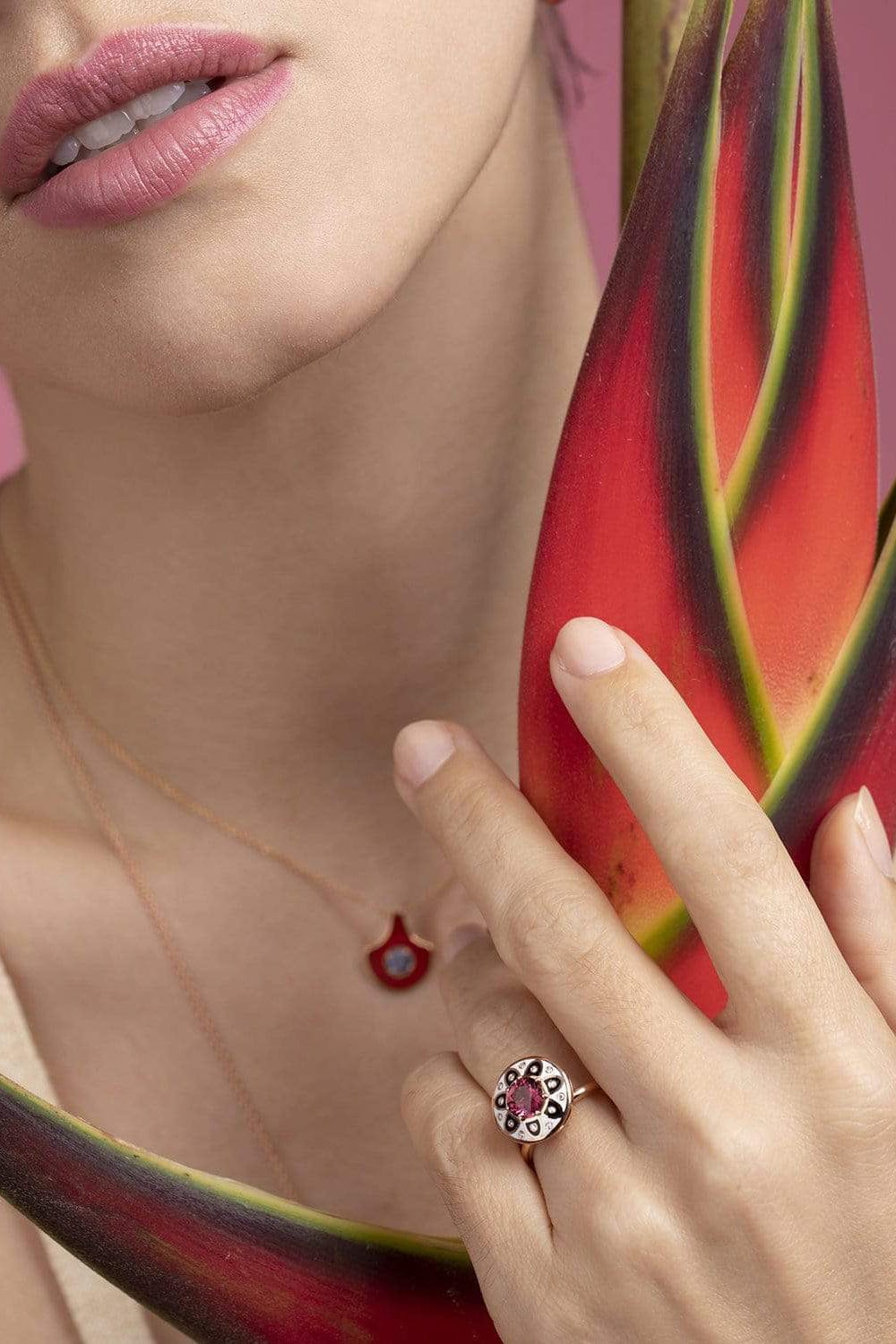 SELIM MOUZANNAR-Mina Daisy Pink Tourmaline Ring-ROSE GOLD